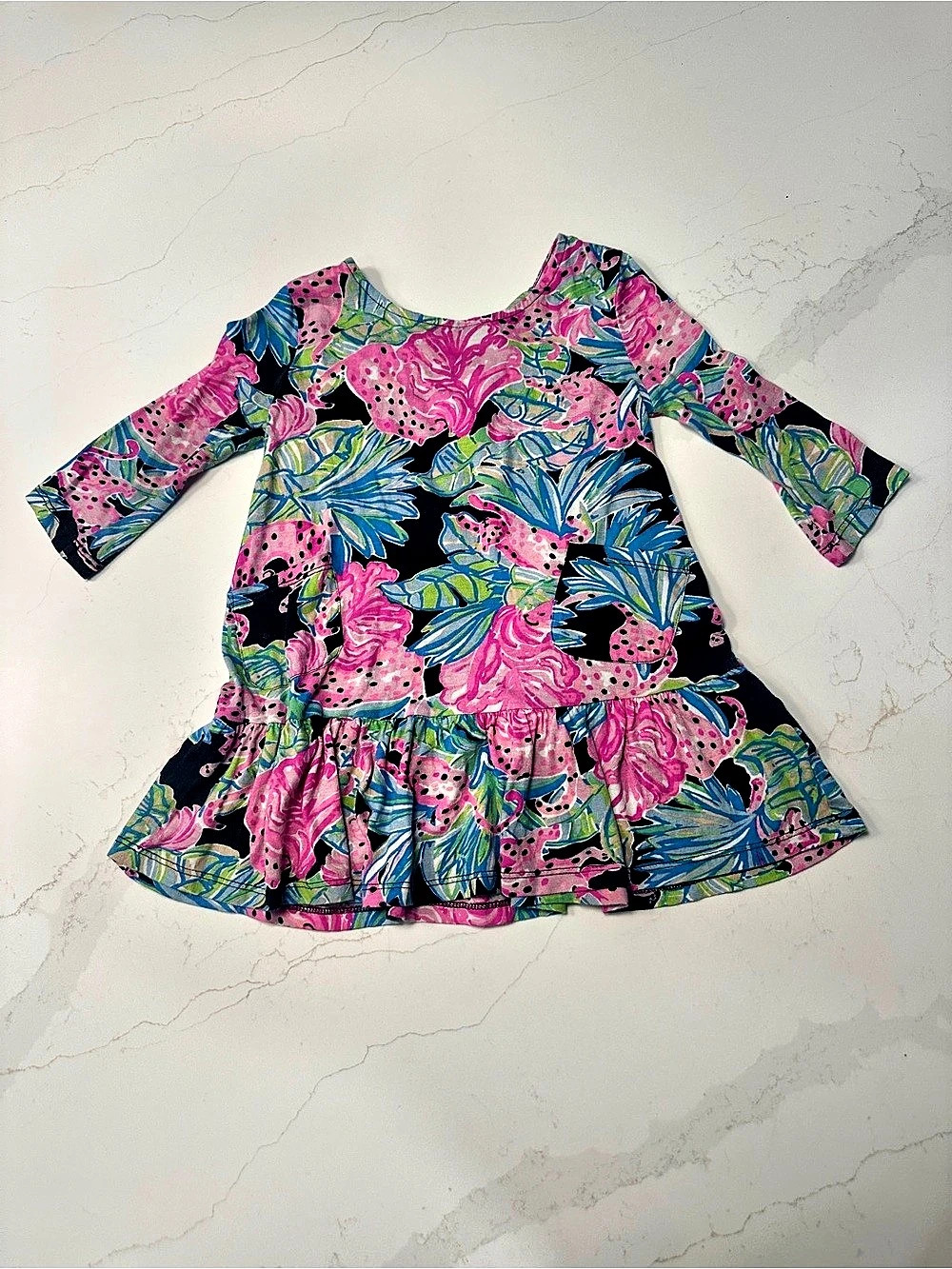 Lilly Pulitzer Jena Dress Onyx Jaguar Jungle Girls S 4-5